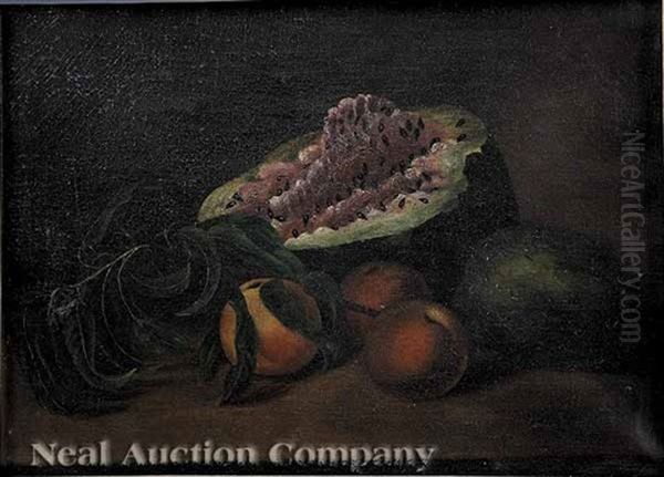 Still Life With Watermelon, Peaches, And A Pear by James Peale Jr.