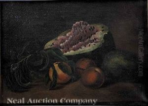 Still Life With Watermelon, Peaches, And A Pear by James Peale Jr.