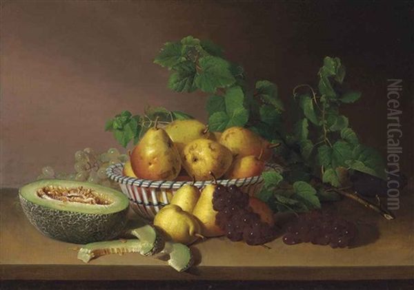 Still Life With Pears, Grapes And Autumn Leaves - view 1