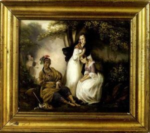 Painting Of Pocahontas (+ One With John Smith; Pair) by James Peale
