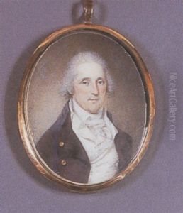 Portrait Of A Gentleman (sebastian Bauman?) Wearing An Indigo Jacket Open To Reveal A White Waistcoat And Jabot by James Peale
