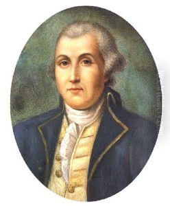 Portrait Of The Honorable James Bridge Wearing A Blue Coat With White Stock And Powdery Wig by James Peale