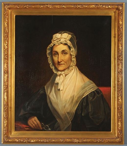 Portrait Of Elderly Woman In Bonnet Holding Glasses - view 1