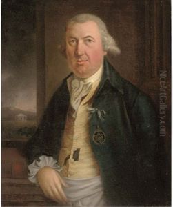 Portrait Of A Gentleman, Half-length, In A Dark Green Coat Wearing A Masonic Badge