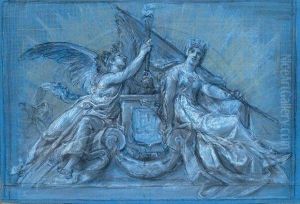 Projet De Fronton Allegorique, Deux Figures Feminines by Merry Joseph Blondel