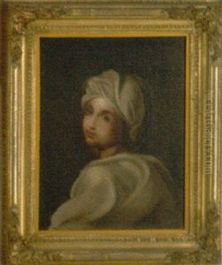 Portrait Of A Young Girl Wearing A White Turban And Jacket by Rembrandt Peale