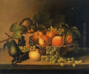 Still-life On Marble-top Table With Oval Sheffield Wirework Basket by Rubens Peale