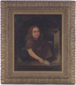 Portrait Of A Young Girl Playing With A Bird by Sarah Miriam Peale