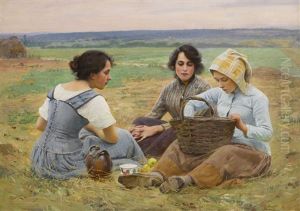 Lunch Break In The Fields by Charles Sprague Pearce
