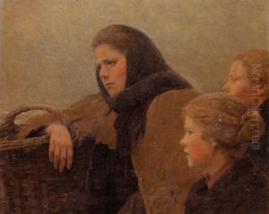 Paysanne Au Panier Et Ses Deux Filles by Charles Sprague Pearce