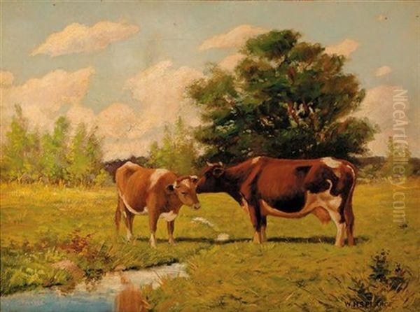 Cows By Watering Hole - view 1