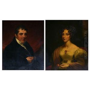 Portrait Of James Kerr And "portrait Of Woman With Rose" by Mary Martha Pearson