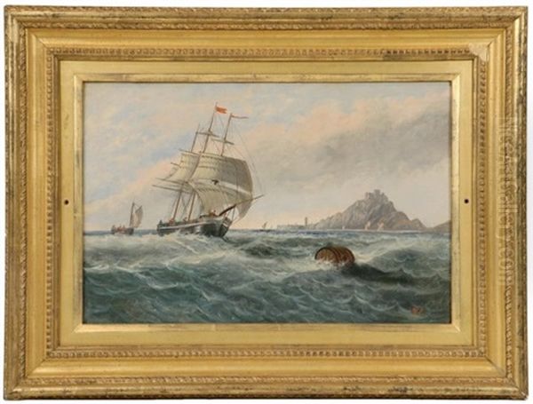 Sailing Ship Approaching A Continental Harbor - view 1