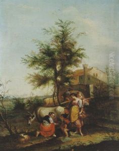 Paesaggio Con Scena Pastorale by Domenico Pecchio
