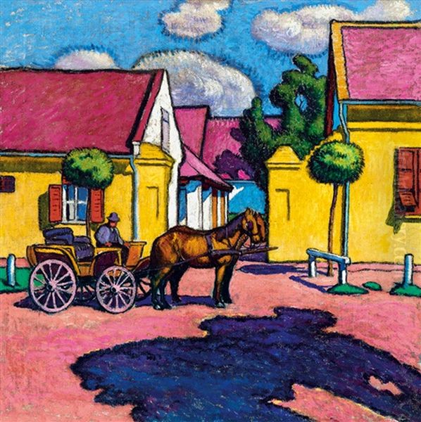 Sunlit Streer With Horse-carriage - view 1