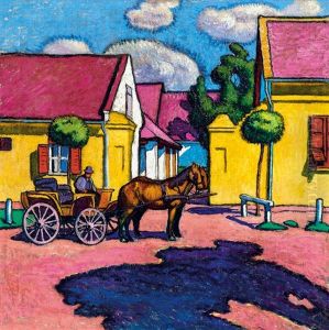 Sunlit Streer With Horse-carriage Sunlit Streer With Horse-carriage