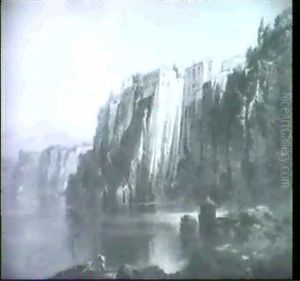 Die Steilkuste Von Sorrent Mit Dem Tassohaus Im Abendsonnenschein by Heinrich Freiherr von Pechmann
