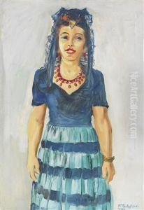 Bildnis Freda Wermel In Spanischer Tracht