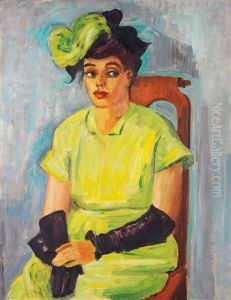 Portrait De Freda Wermel En Costume Jaune by Max Pechstein