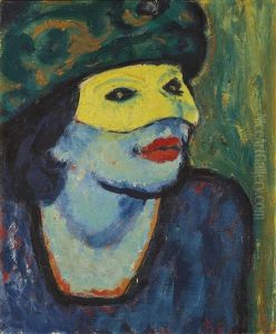 Die Gelbe Maske I (the Yellow Mask I) And Sangerin In Rot (singer In Red) (recto-verso)