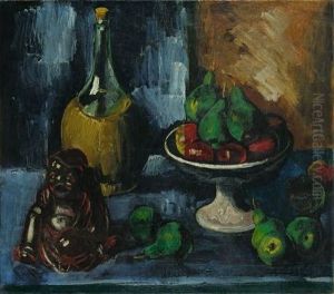 Stilleben Mit Buddha Und Obstschale