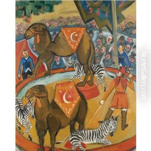 Zirkus Mit Dromedaren - Circus With Dromedaries by Max Pechstein