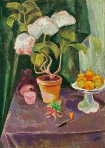 Stilleben Mit Blumenstock by Max Pechstein