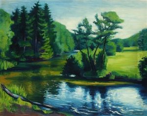 Fluss-spiegelungen - Bodetal by Max Pechstein
