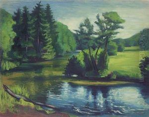 Fluss-spiegelungen Bodetal by Max Pechstein
