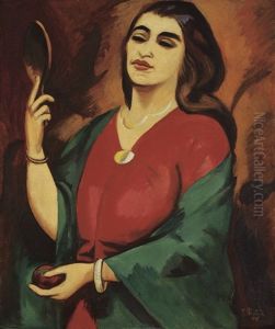Bildnis Lotte In Grun Und Rot by Max Pechstein