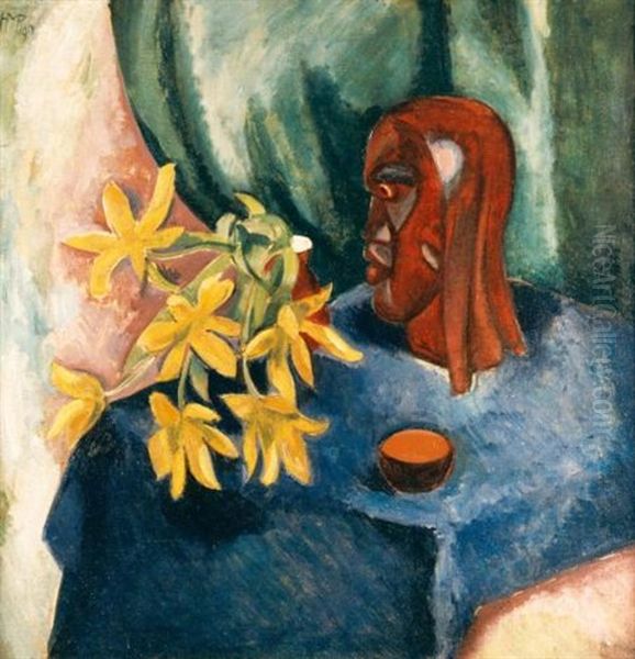 Stilleben Mit Tulpen Und Kopfskulptur (still-life With Tulips And Sculpture) - view 1