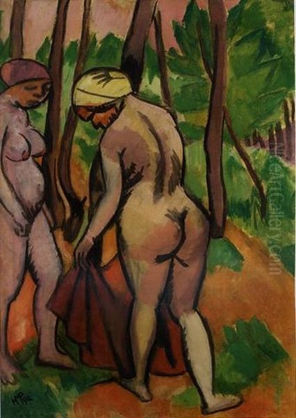 Zwei Akte Am Waldesrand (two Nudes In A Forest) - view 1