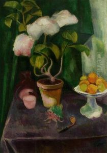 Stilleben Mit Blumenstock (still Life With Flowering Plant) by Max Pechstein