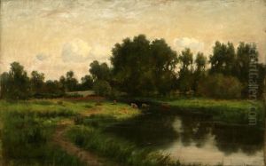Pastoral Landscape With Grazing Cows by Hiram Reynolds Bloomer