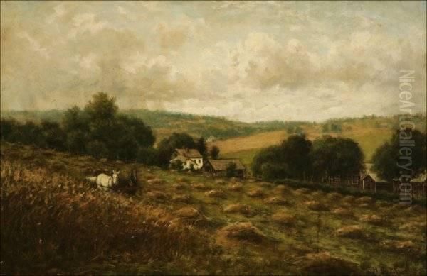 Landscape With Houses And Horses In A Hayfield - view 1
