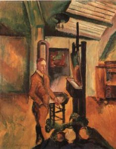 Bei Der Arbeit Im Atelier, Selbstbildnis