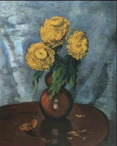Stilleben Mit Chrysanthemen by Max Pechstein
