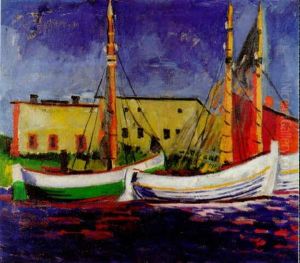 Segelkutter Im Hafen (leba). Um 1921/22 by Max Pechstein