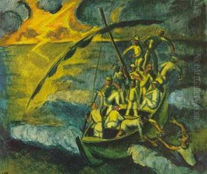 Fischerboot Auf Sturmischer See by Max Pechstein