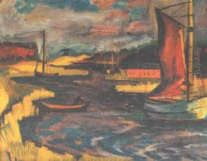 Segelkutter Im Hafen Leba by Max Pechstein