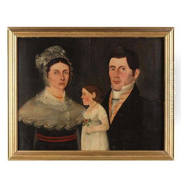 Portrait Of William Botts Benjamin, Mrs. Benjamin & Daughter - view 1