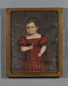 Portrait Of A Child In A Red Dress Holding A Candy Cane by Deacon Robert Peckham