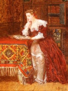 Woman Reading A Book by Charles Francois Pecrus
