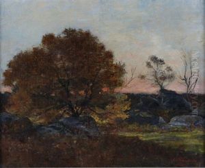 Paysage Soleil Couchant by Charles Francois Pecrus