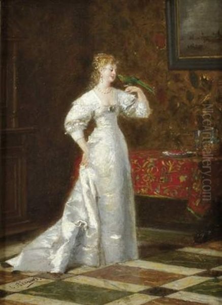 Jeune Femme Et Perruche Dans Son Interieur - view 1