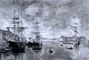 Le Port Du Havre by Charles Francois Pecrus