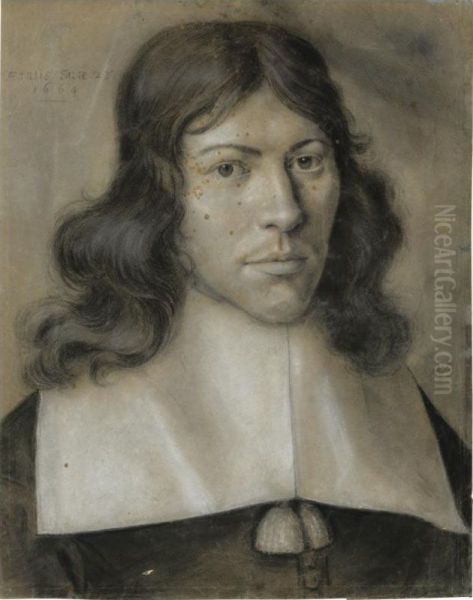 Head And Shoulders Portrait Of A Young Man In A Broad White Collar - view 1