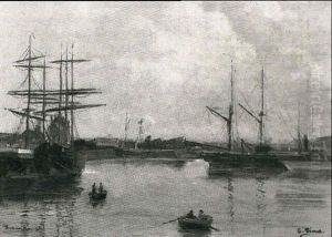 Port De Trouville by Charles Francois Pecrus