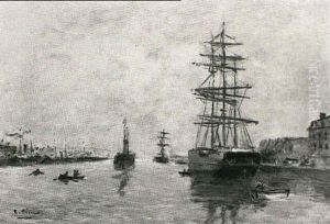 Un Port En Normandie by Charles Francois Pecrus