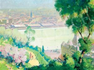 Budapest From Gellert Hill (hotel Gellert) by Dezsoe Pecsi Pilch